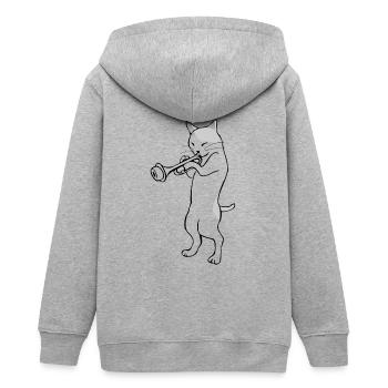 Trumpet Cat - Teenager Organic Kapuzenjacke Mini Cultivator von Stanley/Stella - Grau meliert - Hinten - AI Model Teenager Male light (155cm)