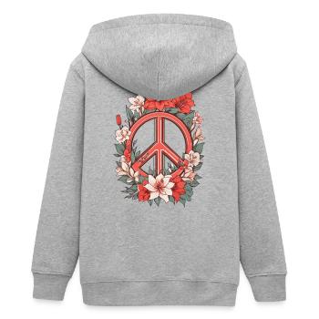 Friedenszeichen - Teenager Organic Kapuzenjacke Mini Cultivator von Stanley/Stella - Grau meliert - Hinten - AI Model Teenager Male light (155cm)