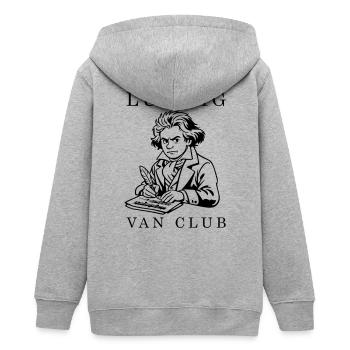 Beethoven - Teenager Organic Kapuzenjacke Mini Cultivator von Stanley/Stella - Grau meliert - Hinten - AI Model Teenager Male light (155cm)