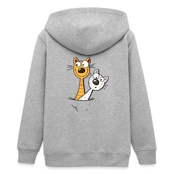 Zwei lustige Katzen im Shirt - Katze - Kitten -Fun - Teenager Organic Kapuzenjacke Mini Cultivator von Stanley/Stella - Grau meliert - Hinten - AI Model Teenager Male light (155cm)