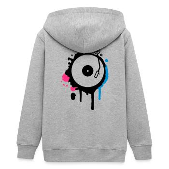 Turntable Graffiti - Teens Organic Zip-up Hoodie by Stanley/Stella - heather grey - Back - AI Model Teenager Male light (155cm)