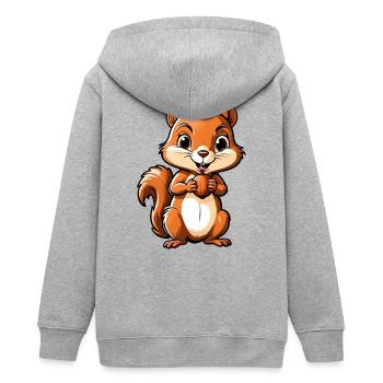 Niedliches Cartoon-Eichhörnchen mit Eichel - Teenager Organic Kapuzenjacke Mini Cultivator von Stanley/Stella - Grau meliert - Hinten - AI Model Teenager Male light (155cm)