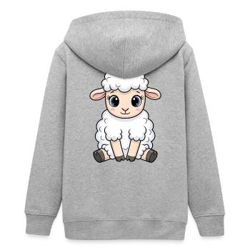 Kuscheliges Lamm Cartoon - Teenager Organic Kapuzenjacke Mini Cultivator von Stanley/Stella - Grau meliert - Hinten - AI Model Teenager Male light (155cm)
