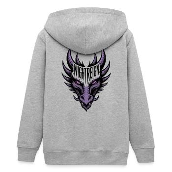 Dragon de la Nuit Violette - Règne de la Nuit - Veste à capuche ado bio Stanley/Stella - gris chiné - Dos - AI Model Teenager Male light (155cm)