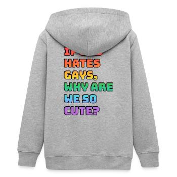 Süßes Pride Regenbogen-Tee - Teenager Organic Kapuzenjacke Mini Cultivator von Stanley/Stella - Grau meliert - Hinten - AI Model Teenager Male light (155cm)