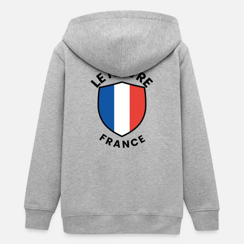 Drapeau français avec bleu et blanc rouge - Veste à capuche ado bio Stanley/Stella - gris chiné