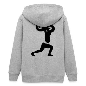 weightlifter - Teens Organic Zip-up Hoodie by Stanley/Stella - heather grey - Back - AI Model Teenager Male light (155cm)