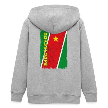 Drapeau de Guadeloupe - Veste à capuche ado bio Stanley/Stella - gris chiné - Dos - AI Model Teenager Male light (155cm)