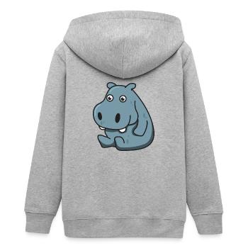 Nilpferd Geschenk Hippo Tier comic niedlich Kind - Teenager Organic Kapuzenjacke Mini Cultivator von Stanley/Stella - Grau meliert - Hinten - AI Model Teenager Male light (155cm)