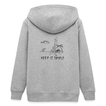 Keep it simple Surfen - Teenager Organic Kapuzenjacke Mini Cultivator von Stanley/Stella - Grau meliert - Hinten - AI Model Teenager Male light (155cm)