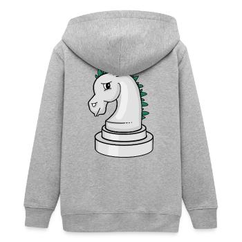 Schachfigur: genervtes Punk-Schachpferd - Teenager Organic Kapuzenjacke Mini Cultivator von Stanley/Stella - Grau meliert - Hinten - AI Model Teenager Male light (155cm)