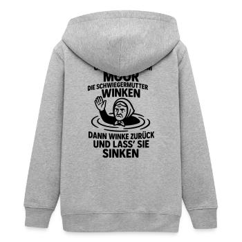 schwiegermutter spruch böse gemein - Teenager Organic Kapuzenjacke Mini Cultivator von Stanley/Stella - Grau meliert - Hinten - AI Model Teenager Male light (155cm)