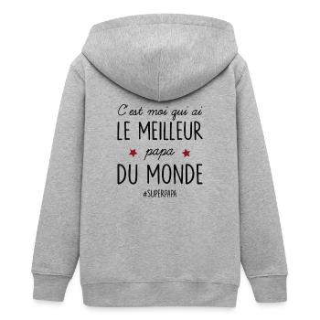cest moi qui ai le meilleur papa - Veste à capuche ado bio Stanley/Stella - gris chiné - Dos - AI Model Teenager Male light (155cm)