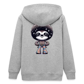 Disco-Faultier: Sternennacht Groover - Teenager Organic Kapuzenjacke Mini Cultivator von Stanley/Stella - Grau meliert - Hinten - AI Model Teenager Male light (155cm)