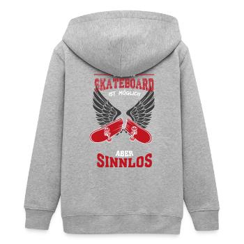 Skateboard broken Leben sinnlos Geschenk - Teenager Organic Kapuzenjacke Mini Cultivator von Stanley/Stella - Grau meliert - Hinten - AI Model Teenager Male light (155cm)