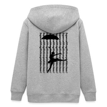 supercalifragilisticexpialidocious blak - Teens Organic Zip-up Hoodie by Stanley/Stella - heather grey - Back - AI Model Teenager Male light (155cm)