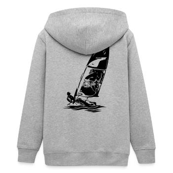 Skiff ouvert Dériveur à voile Régate de voiliers Enfants - Veste à capuche ado bio Stanley/Stella - gris chiné - Dos - AI Model Teenager Male light (155cm)
