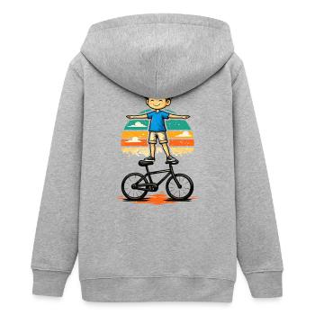 Kunstrad, Kunstradfahren, Hallenradsport, Junge - Teenager Organic Kapuzenjacke Mini Cultivator von Stanley/Stella - Grau meliert - Hinten - AI Model Teenager Male light (155cm)