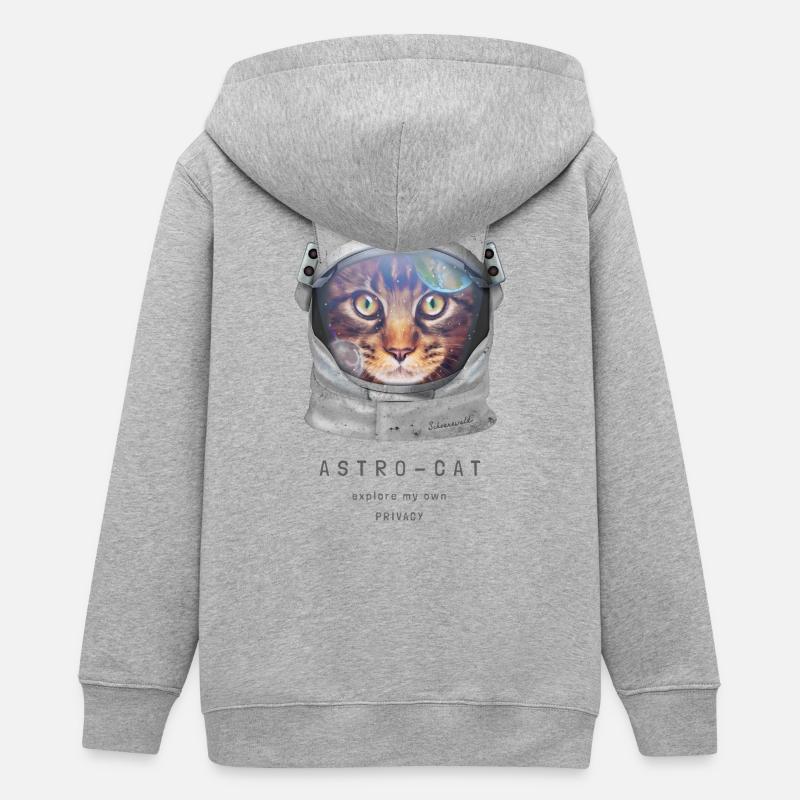 | de chat de l’espace Chat astronaute dans l’espace - Veste à capuche ado bio Stanley/Stella - gris chiné