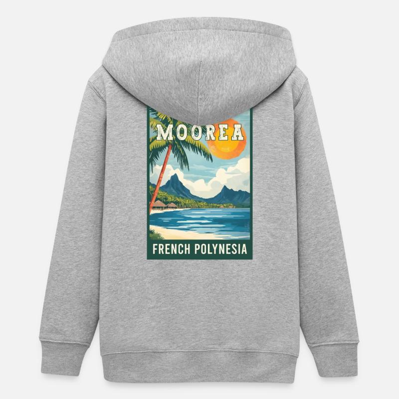 Explorez les Moorea tropicaux en Polynésie française - Veste à capuche ado bio Stanley/Stella - gris chiné