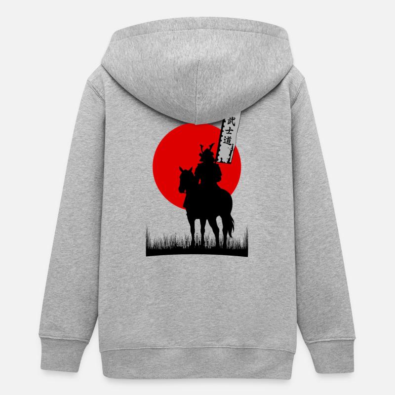 BUSHIDO, SAMURAI WARRIOR CODE | 8K CLEAN SILHOUTTE - Teens Organic Zip-up Hoodie by Stanley/Stella - heather grey