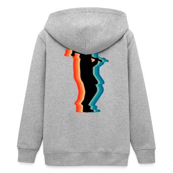 Retro Holzfäller Holzfäller Axt Silhouette Gif - Teenager Organic Kapuzenjacke Mini Cultivator von Stanley/Stella - Grau meliert - Hinten - AI Model Teenager Male light (155cm)