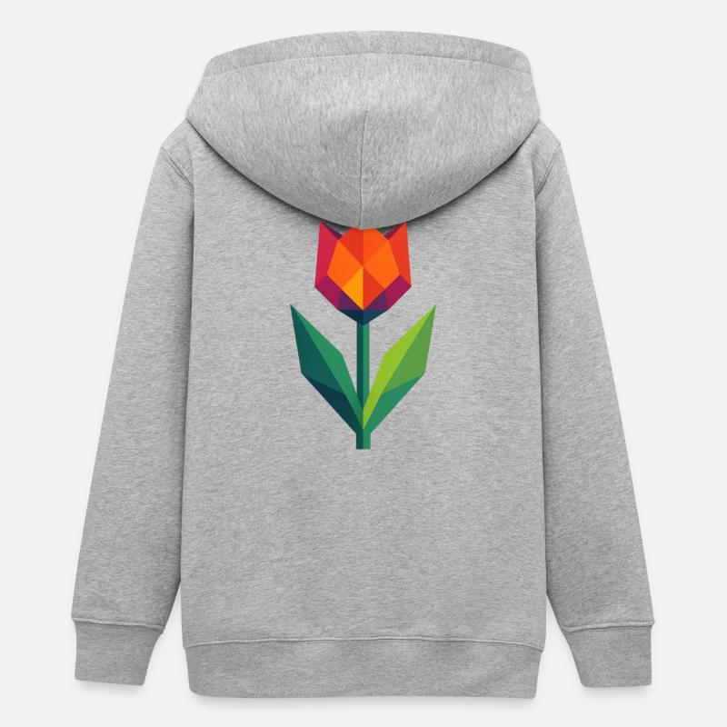 Tulipe | géométrique coloré - Veste à capuche ado bio Stanley/Stella - gris chiné