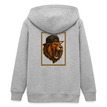 Löwe von L'4tlas - Teenager Organic Kapuzenjacke Mini Cultivator von Stanley/Stella - Grau meliert - Hinten - AI Model Teenager Male light (155cm)