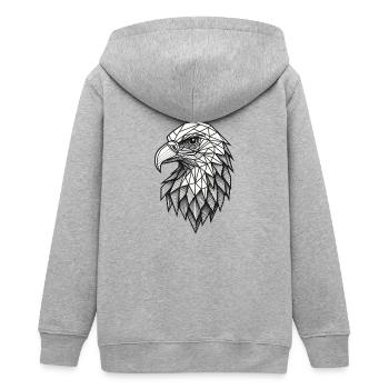 Geometrischer Adlerkopf – Linienkunst - Teenager Organic Kapuzenjacke Mini Cultivator von Stanley/Stella - Grau meliert - Hinten - AI Model Teenager Male light (155cm)