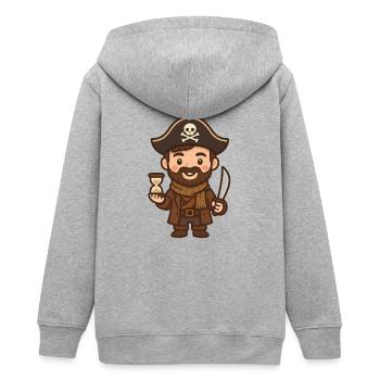 Pirate cartoon sabre et sablier - Veste à capuche ado bio Stanley/Stella - gris chiné - Dos - AI Model Teenager Male light (155cm)