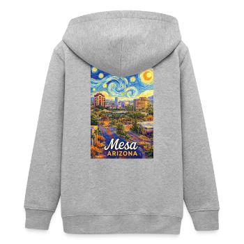 Mesa Arizona - Teenager Organic Kapuzenjacke Mini Cultivator von Stanley/Stella - Grau meliert - Hinten - AI Model Teenager Male light (155cm)