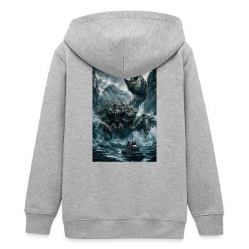 frozen bound Kraken Standoff - Teens Organic Zip-up Hoodie by Stanley/Stella - heather grey - Back - AI Model Teenager Male light (155cm)