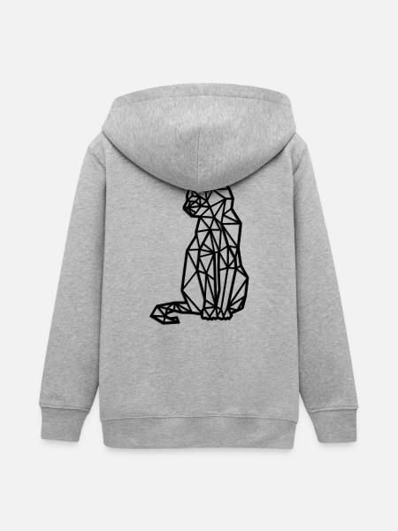 Geometrische Katzensilhouette - Teenager Organic Kapuzenjacke Mini Cultivator von Stanley/Stella - Grau meliert