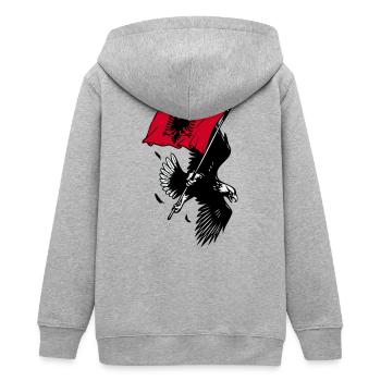 Albanischer Adler mit Flagge - Teenager Organic Kapuzenjacke Mini Cultivator von Stanley/Stella - Grau meliert - Hinten - AI Model Teenager Male light (155cm)