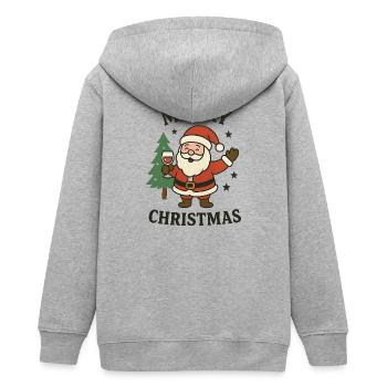 Fröhlicher Santa mit Baum und Glitzer - Teenager Organic Kapuzenjacke Mini Cultivator von Stanley/Stella - Grau meliert - Hinten - AI Model Teenager Male light (155cm)