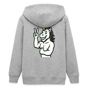 Einhorn-Friedenszeichen Illustration - Teenager Organic Kapuzenjacke Mini Cultivator von Stanley/Stella - Grau meliert - Hinten - AI Model Teenager Male light (155cm)