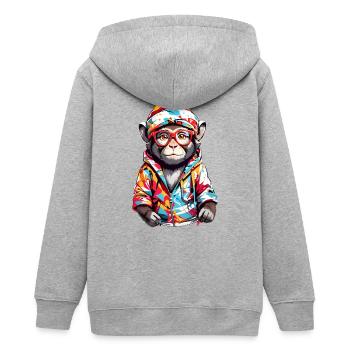 Coole Affe - Teenager Organic Kapuzenjacke Mini Cultivator von Stanley/Stella - Grau meliert - Hinten - AI Model Teenager Male light (155cm)