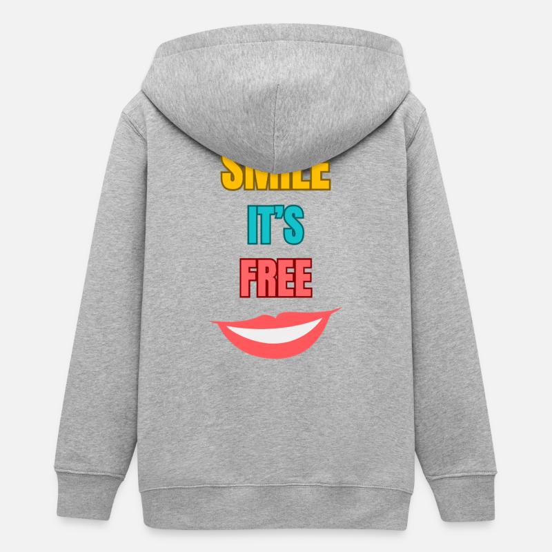 Smile sa typographie gratuite - Veste à capuche ado bio Stanley/Stella - gris chiné