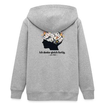 Overthinking Geschenk lustiger Spruch Grübeln denk - Teenager Organic Kapuzenjacke Mini Cultivator von Stanley/Stella - Grau meliert - Hinten - AI Model Teenager Male light (155cm)