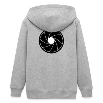 Spirale d’ouverture noir et blanc - Veste à capuche ado bio Stanley/Stella - gris chiné - Dos - AI Model Teenager Male light (155cm)