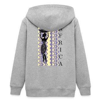 Afrikanische Silhouette mit Korb - Teenager Organic Kapuzenjacke Mini Cultivator von Stanley/Stella - Grau meliert - Hinten - AI Model Teenager Male light (155cm)