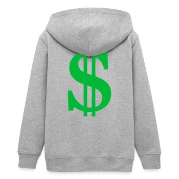 Dollarzeichen - Teenager Organic Kapuzenjacke Mini Cultivator von Stanley/Stella - Grau meliert - Hinten - AI Model Teenager Male light (155cm)