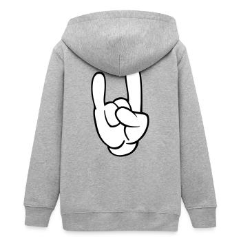 rocking hand festival - Teenager Organic Kapuzenjacke Mini Cultivator von Stanley/Stella - Grau meliert - Hinten - AI Model Teenager Male light (155cm)