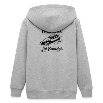 Je peux pas j’ai bobsleigh – Humour sport d’hiver - Veste à capuche ado bio Stanley/Stella - gris chiné - Dos - AI Model Teenager Male light (155cm)