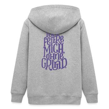 Ich feiere mich Ohne Grund - Teenager Organic Kapuzenjacke Mini Cultivator von Stanley/Stella - Grau meliert - Hinten - AI Model Teenager Male light (155cm)