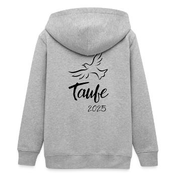 Taufe 2025 Taube abhebend Heiliger Geist - Teenager Organic Kapuzenjacke Mini Cultivator von Stanley/Stella - Grau meliert - Hinten - AI Model Teenager Male light (155cm)