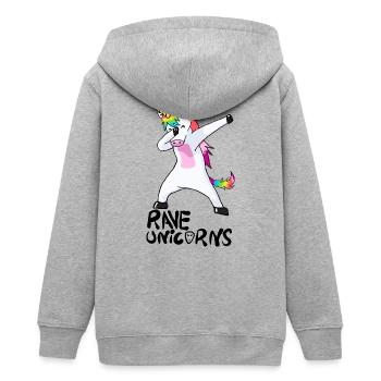 Logo Rave Unicorns Black Text - Teens Organic Zip-up Hoodie by Stanley/Stella - heather grey - Back - AI Model Teenager Male light (155cm)