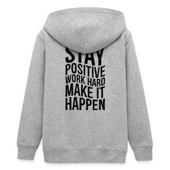 stay positive work hard make it happen - Teens Organic Zip-up Hoodie by Stanley/Stella - heather grey - Back - AI Model Teenager Male light (155cm)