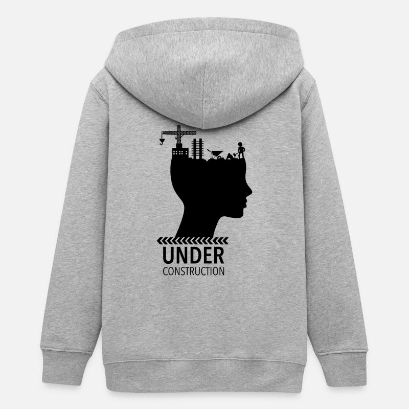 Brain Under Construction Adolescence - Teens Organic Zip-up Hoodie by Stanley/Stella - heather grey