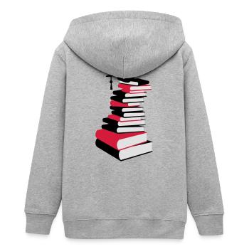 Bücherstapel mit Doktorhut - Teenager Organic Kapuzenjacke Mini Cultivator von Stanley/Stella - Grau meliert - Hinten - AI Model Teenager Male light (155cm)